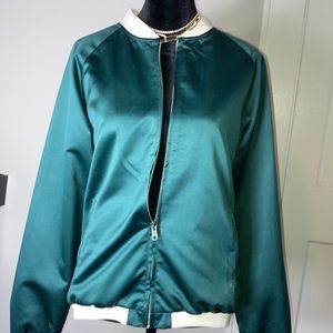 Women’s Green Bomber Varsity Small The Style Club The Babe Collection Zipper